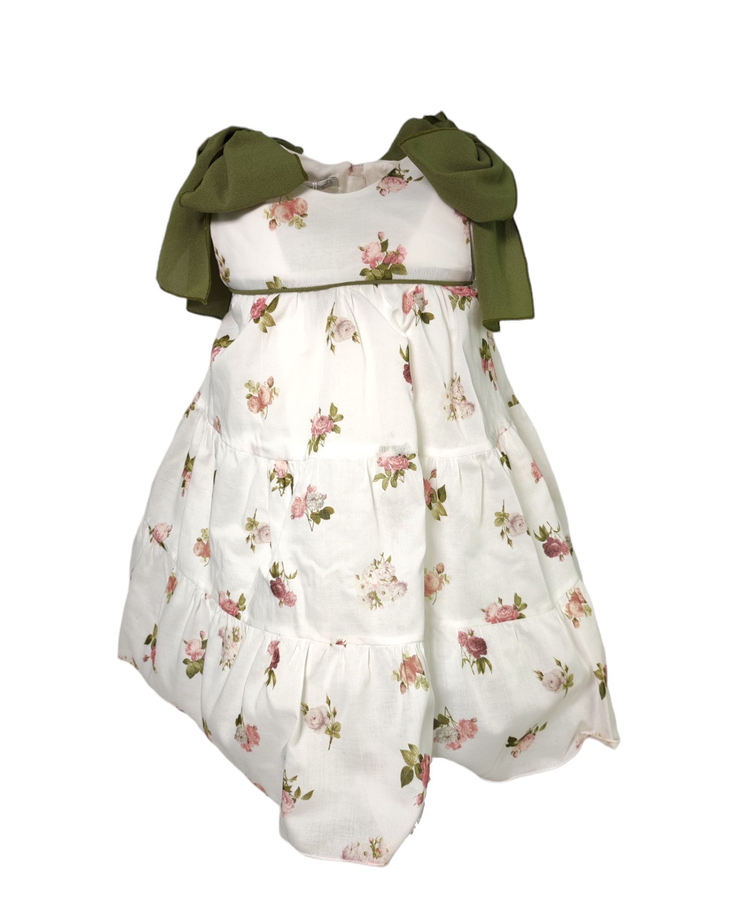 Abito Smanicato Svasato In Cotone Fantasia Floreale Neonata LA SARTORIA DEI PICCOLI L122 - LA SARTORIA DEI PICCOLI - LuxuryKids