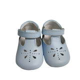 Scarpe Da Culla In Vera Pelle Traforata Celeste Neonato PANYNO A3010 - PANYNO - LuxuryKids