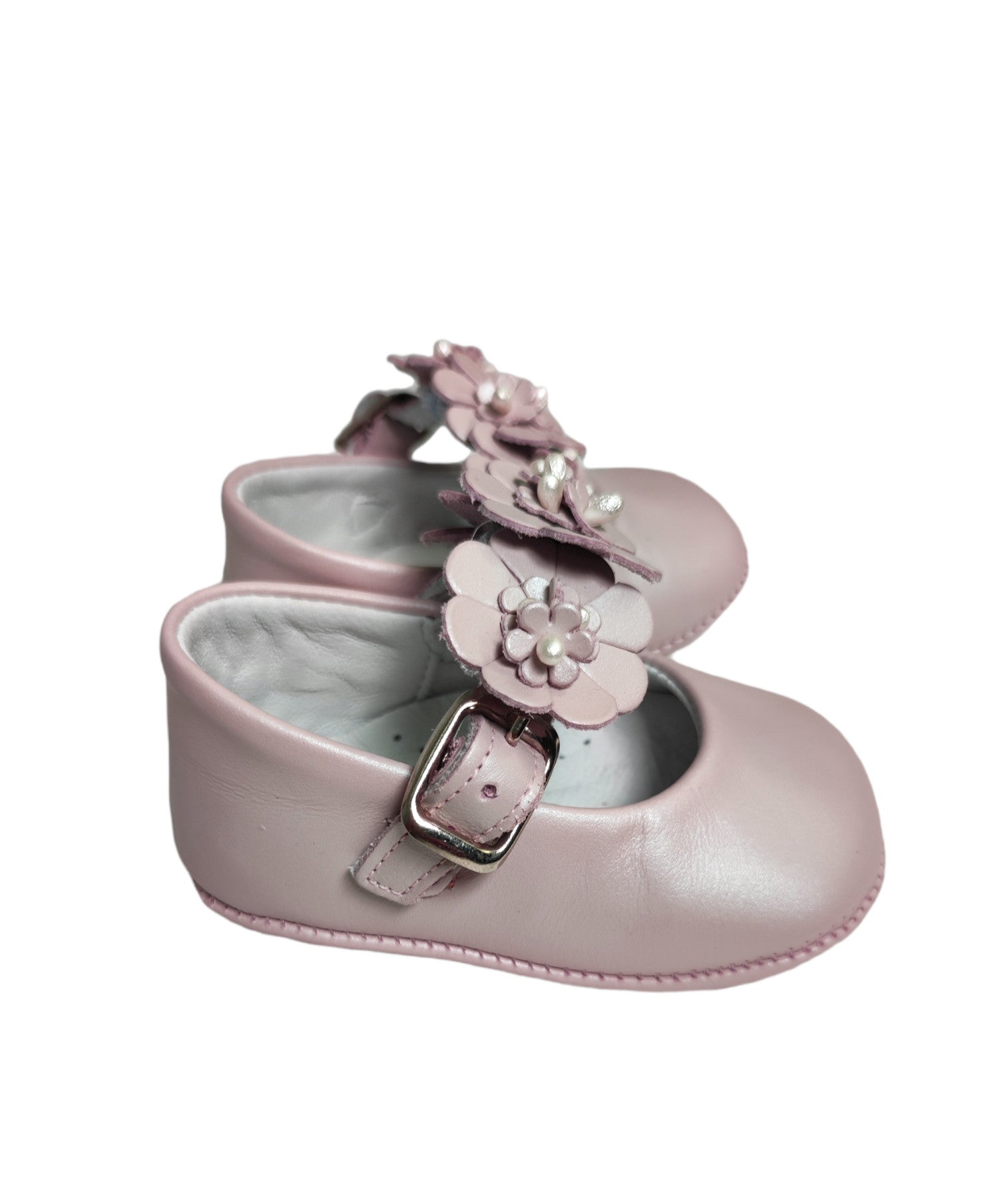 Scarpe Da Culla Modello Ballerina In Pelle Satinata Bianca Neonata PANYNO A3003 - PANYNO - LuxuryKids