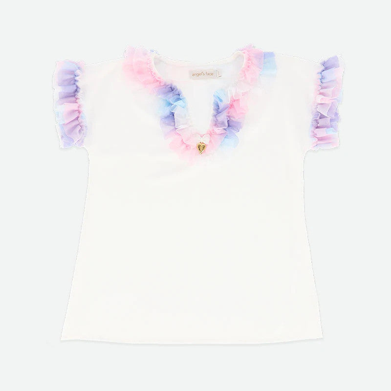 Caftano Bianco Mezza Manica Con Tulle Bambina ANGEL'S FACE VIOLETS.KAFTAN - Angel's Face - LuxuryKids