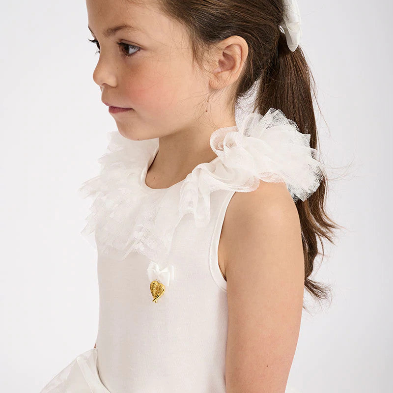 Top In Cotone Con Tulle Sul Girocollo Bambina ANGEL'S FACE EMERSON - Angel's Face - LuxuryKids
