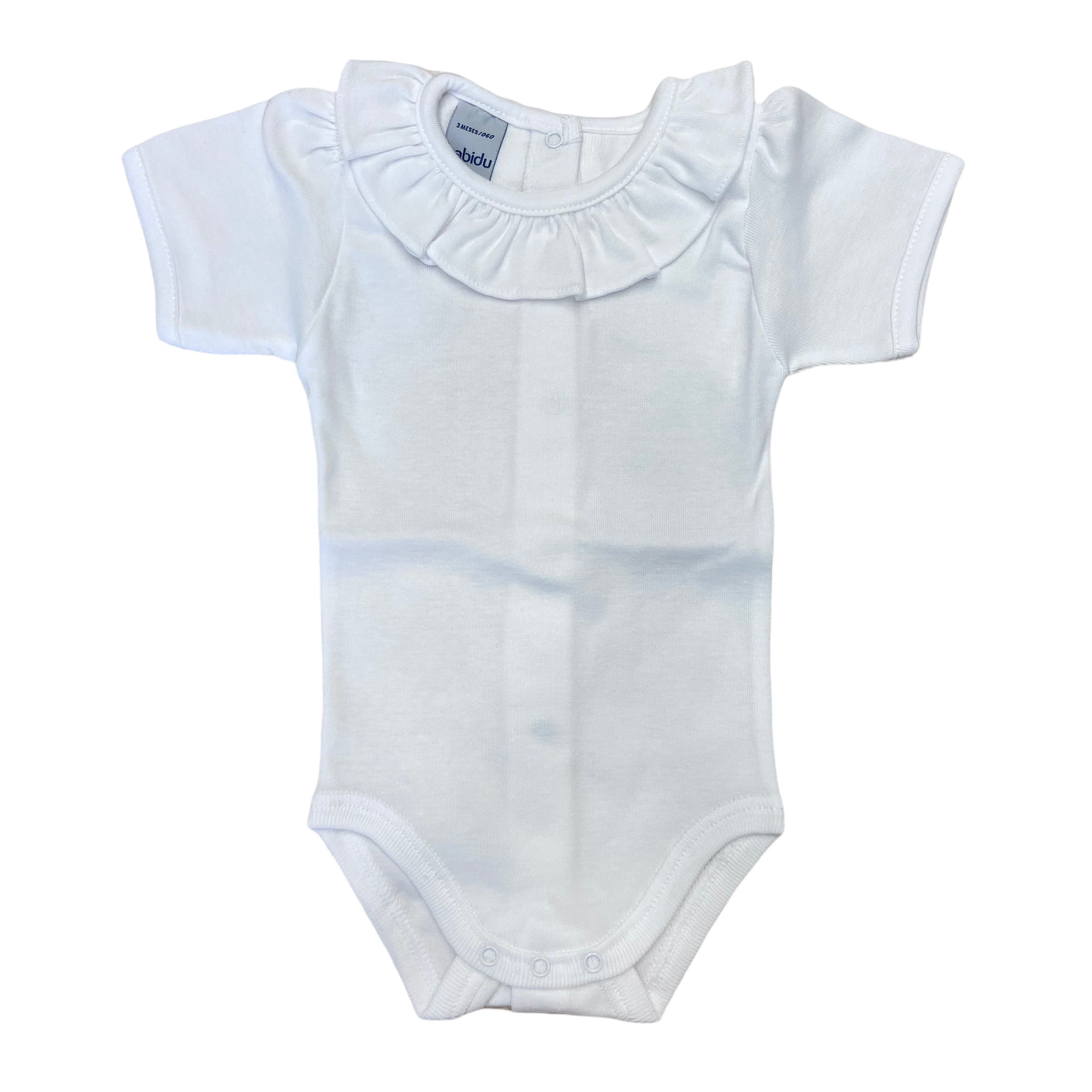 Body Mezza Manica Con Collo Volante In  Cotone Neonata BABIDU 1118 - BABIDU - LuxuryKids