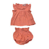 Completo Blusa Con Culotte In Cotone Terracotta Neonata BABIDU 41461 - BABIDU - LuxuryKids