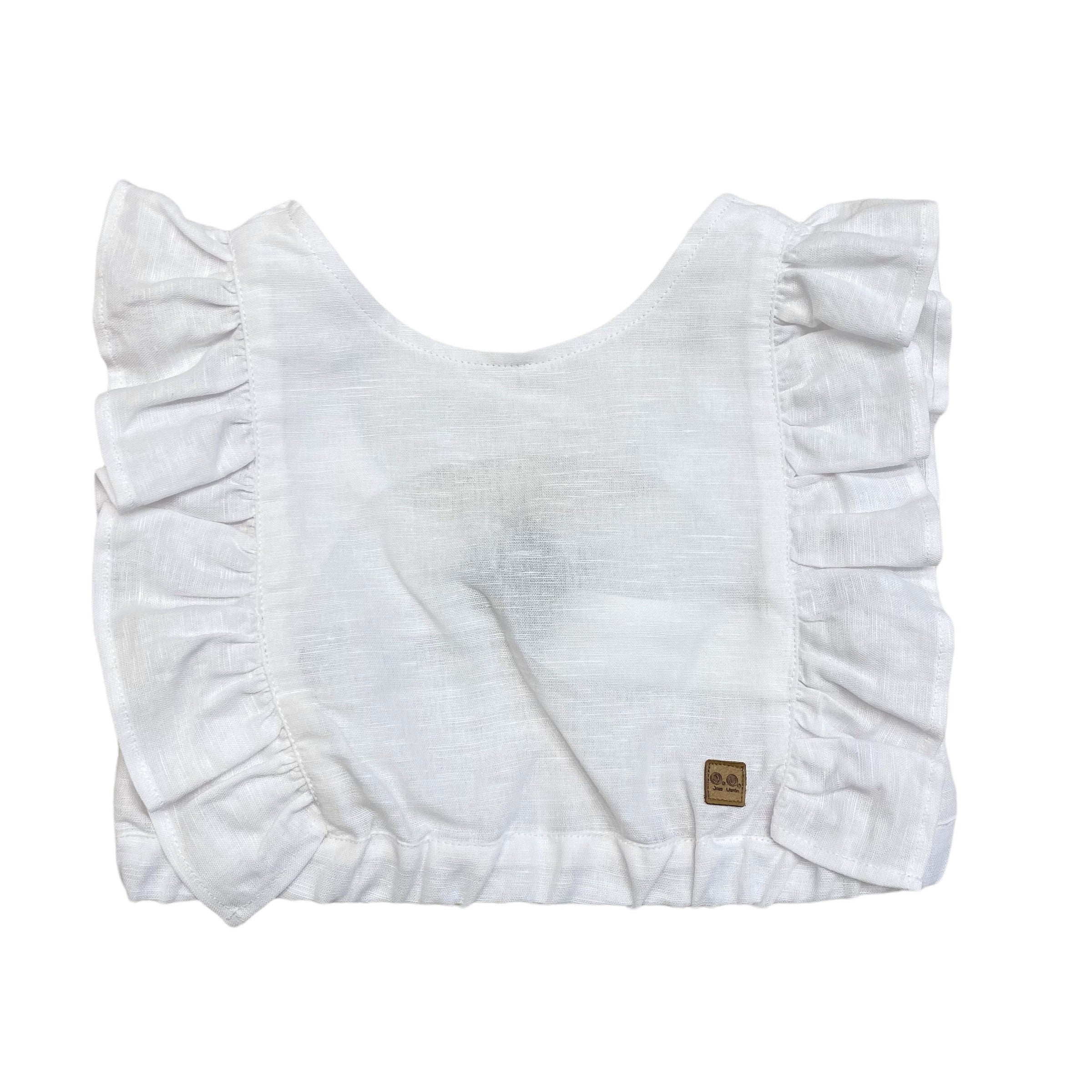 Crop Top Giromanica Con Ruches Bambina In Misto Lino JOSè VARON 42124 - JOSè VARON - LuxuryKids