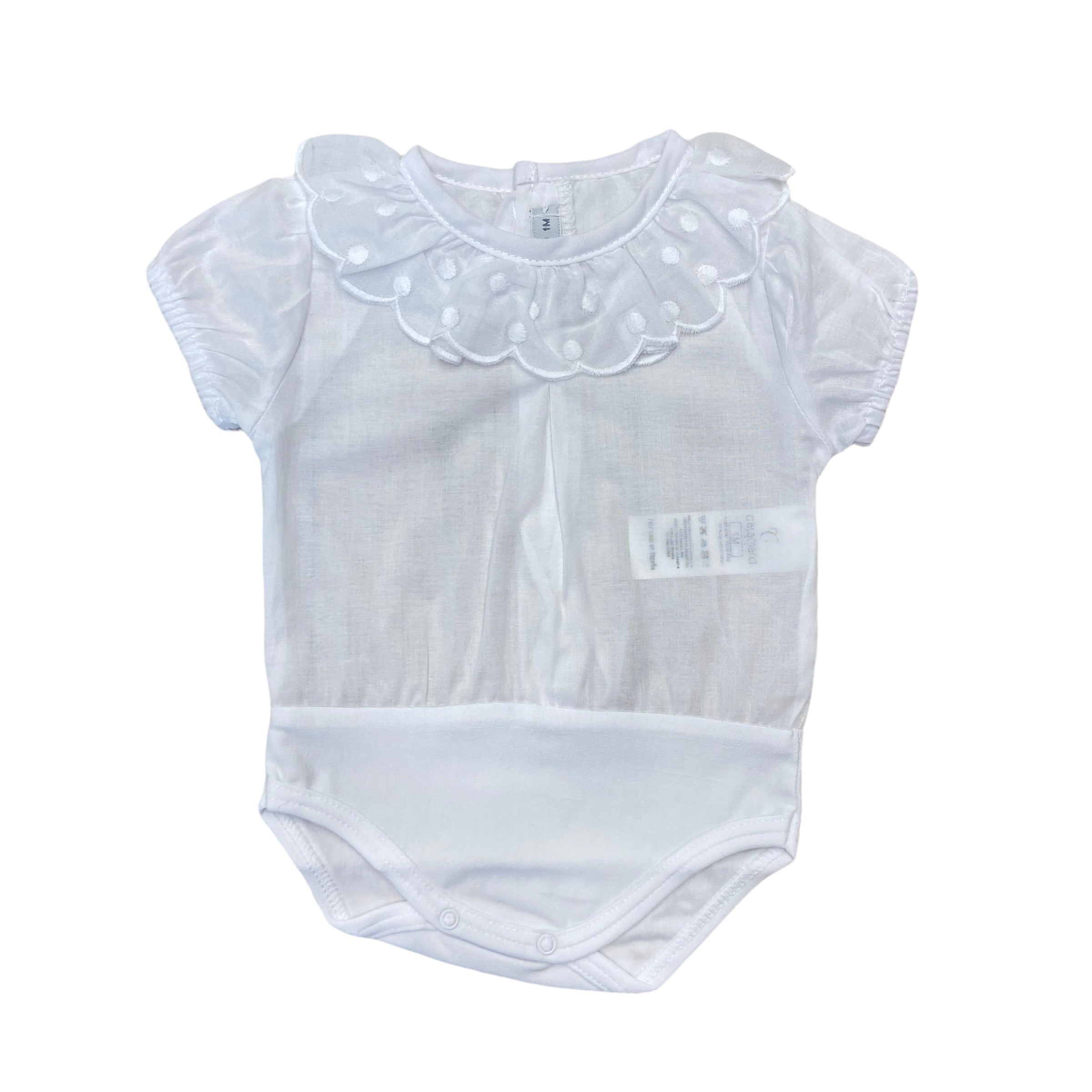 Body Mezza Manica Collo Ruches A Pois In Cotone CALAMARO 19108 - CALAMARO - LuxuryKids