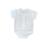 Body Camicia Mezza Manica Con Piega Sul Davanti In Cotone Neonati CALAMARO 19067 - CALAMARO - LuxuryKids