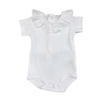 Body Neonata In Cotone Con Coletto in Ruches Ricamato Wedoble 11616R - WEDOBLE - LuxuryKids