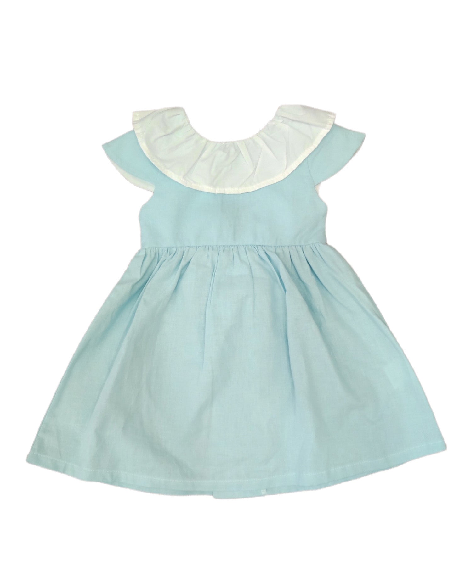 Vestito Casual Collo Ruches Verde Pastello In Cotone Neonata BABIDU 92440 - BABIDU - LuxuryKids