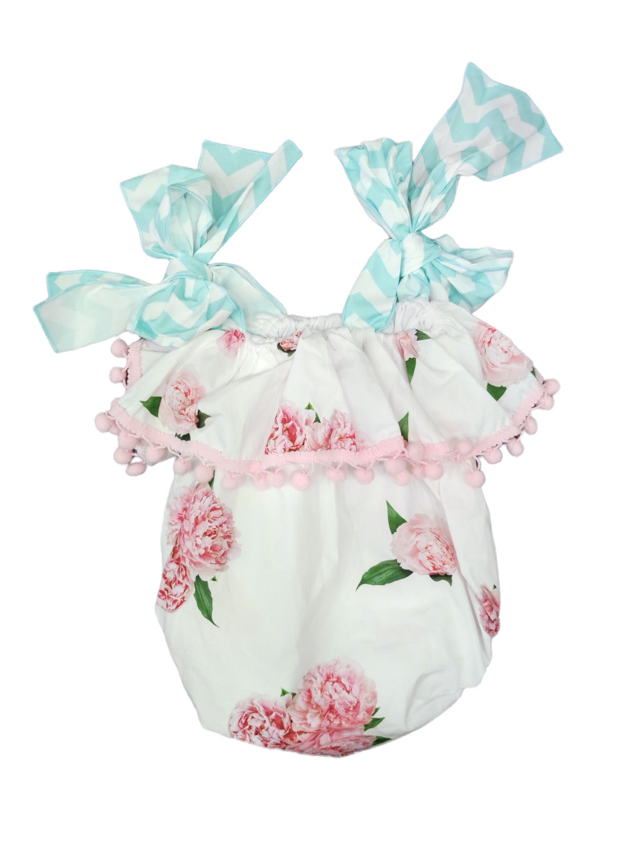 Pagliaccetto In Cotone A Fantasia Floreale Con Pom Pom Neonata PHI CLOTHING 22061 - PHY CLOTHING - LuxuryKids