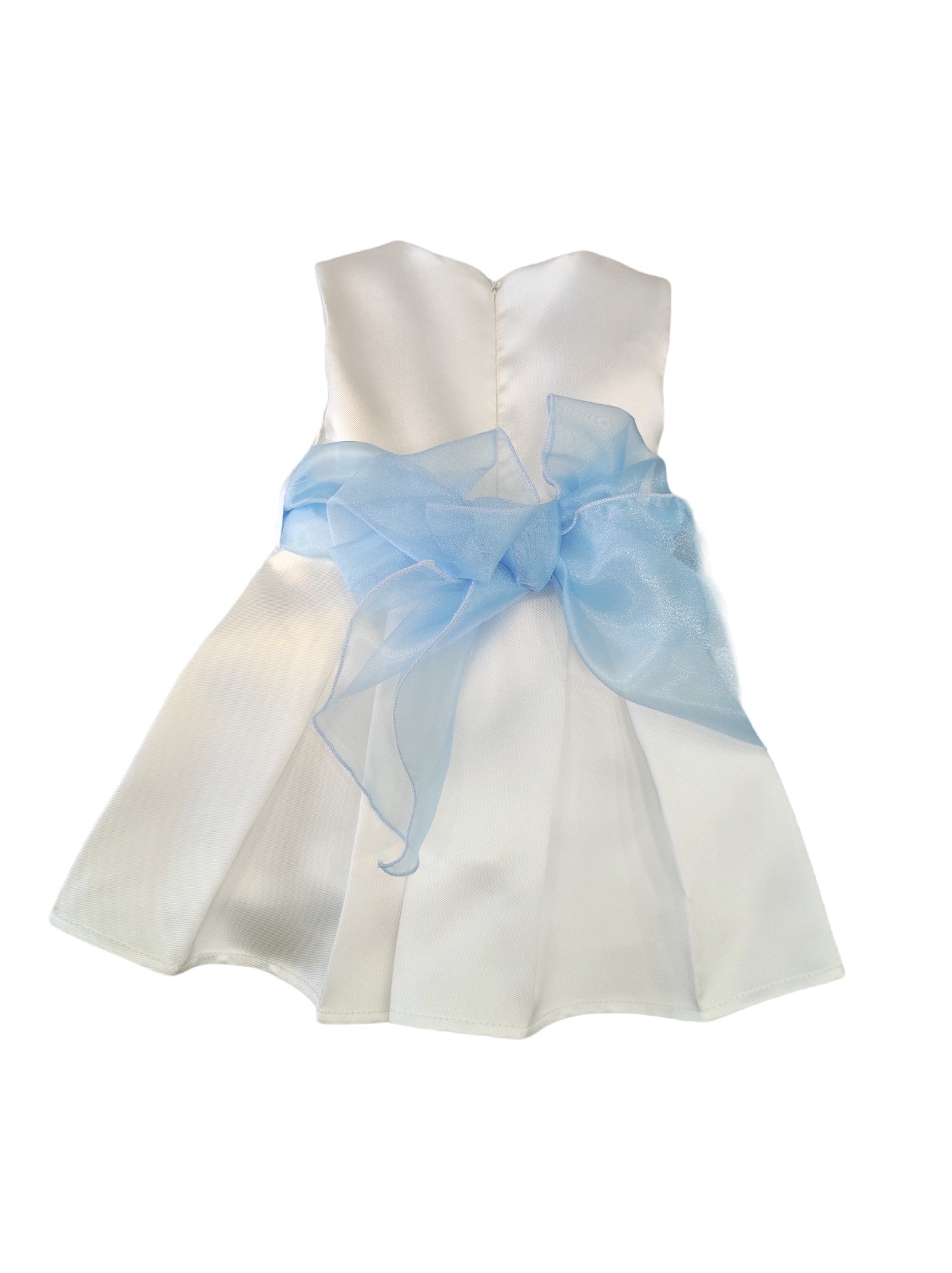 Abito Smanicato Elegante Rasatello Panna Bambina BUFI B1176 - BUFI - LuxuryKids