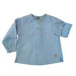 Camicia Manica Lunga In Lino Tasca Laterale Celeste Neonato JOSé VARON 42128 - JOSè VARON - LuxuryKids