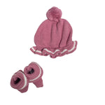 Cappello E Calzini Scarpetta In Caldo Cotone Rosa Antico Neonata A&J 193 - A&J - LuxuryKids