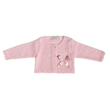 Cardigan Corto In Caldo Cotone Con Fiocco Rosa Neonata A&J 207 - A&J - LuxuryKids