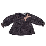Camicia Svasata In Caldo Cotone Fantasia Floreale Grigia Neonata A&J 122 - A&J - LuxuryKids