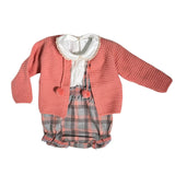 Completo Con Salopette Camicia Body E Cardigan Neonata A&J 137 - A&J - LuxuryKids