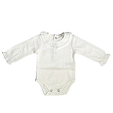 Body In Caldo Cotone Con Collo Rouche Neonata Panna A&J 186 - A&J - LuxuryKids