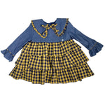 Abito Svasato In Caldo Cotone Denim E Senape Bambina DEL SUR 5188 - DEL SUR - LuxuryKids