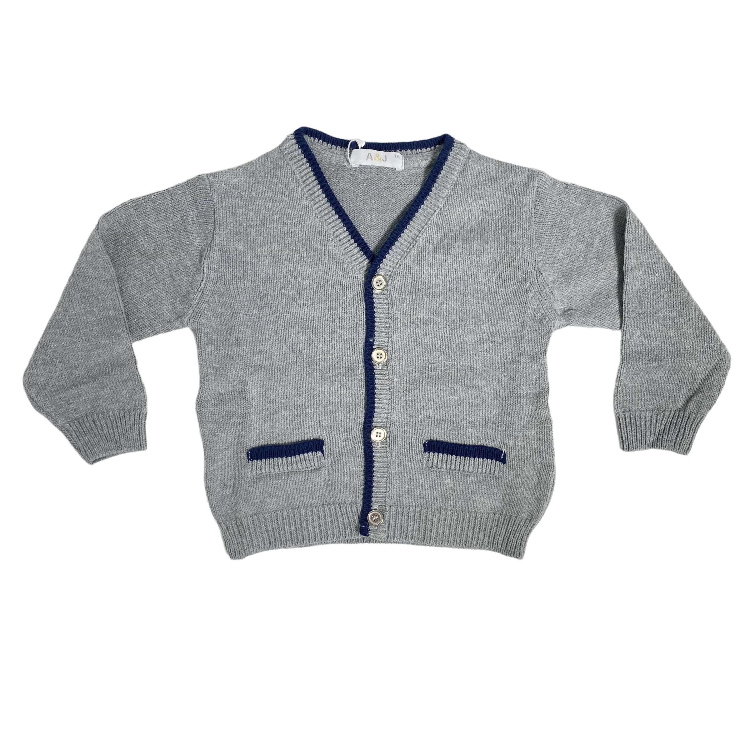 Cardigan In Caldo Cotone Grigio Bambino A&J 538 - A&J - LuxuryKids