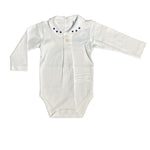 Body In Caldo Cotone Con Collo Ricamato Bianco Neonato SARDON LA613 - SARDON - LuxuryKids