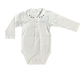 Body In Caldo Cotone Con Collo Ricamato Bianco Neonato SARDON LA613 - SARDON - LuxuryKids