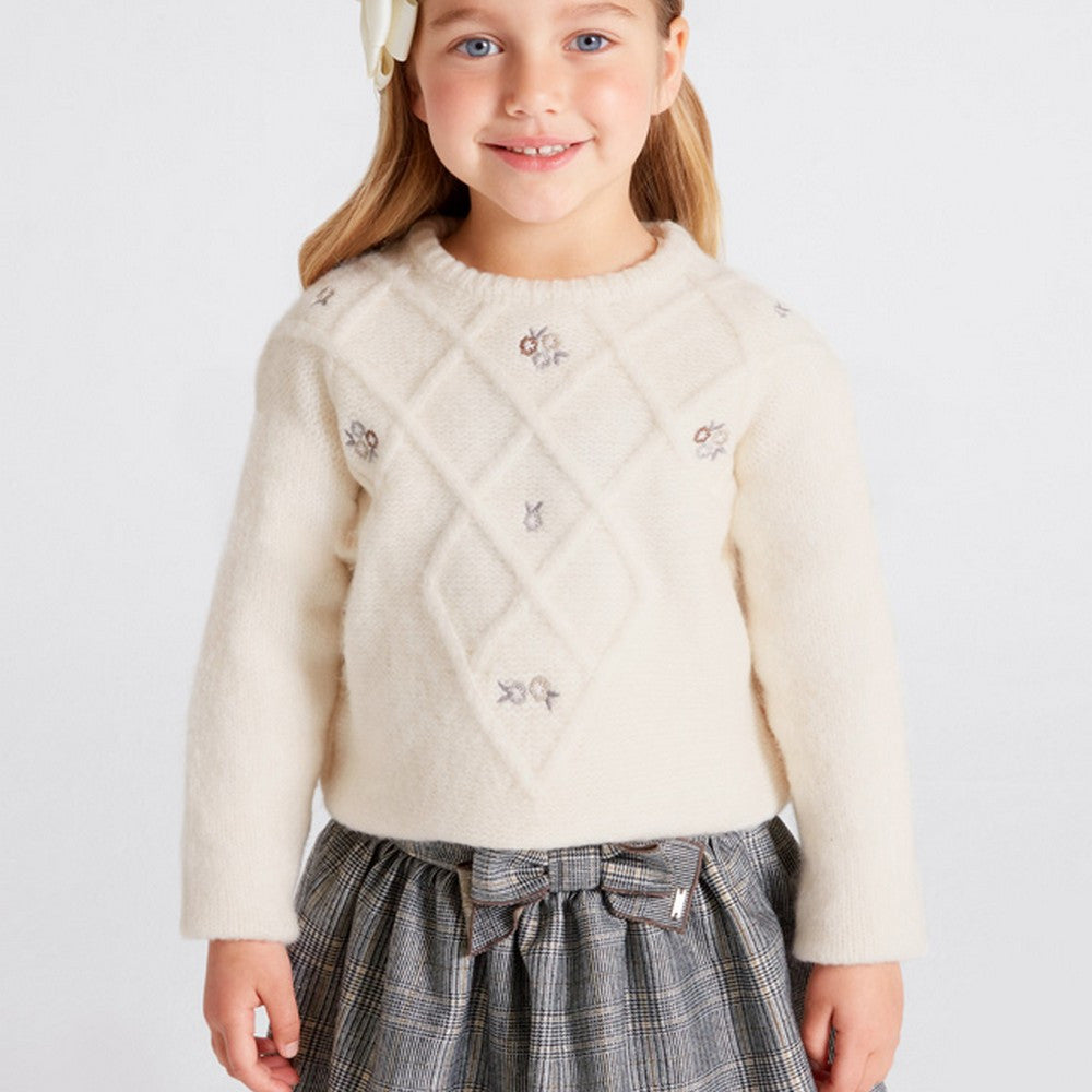 Maglioncino In Misto Lana Con Ricami Bambina MAYORAL 4302 - MAYORAL - LuxuryKids