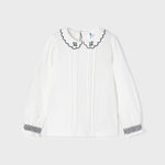 Blusa Manica Lunga Con Ricamo E Collo Tondo Ricamato Bambina MAYORAL 4190 - MAYORAL - LuxuryKids