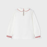 Blusa Manica Lunga Con Ricamo E Collo Tondo Ricamato Bambina MAYORAL 4190 - MAYORAL - LuxuryKids