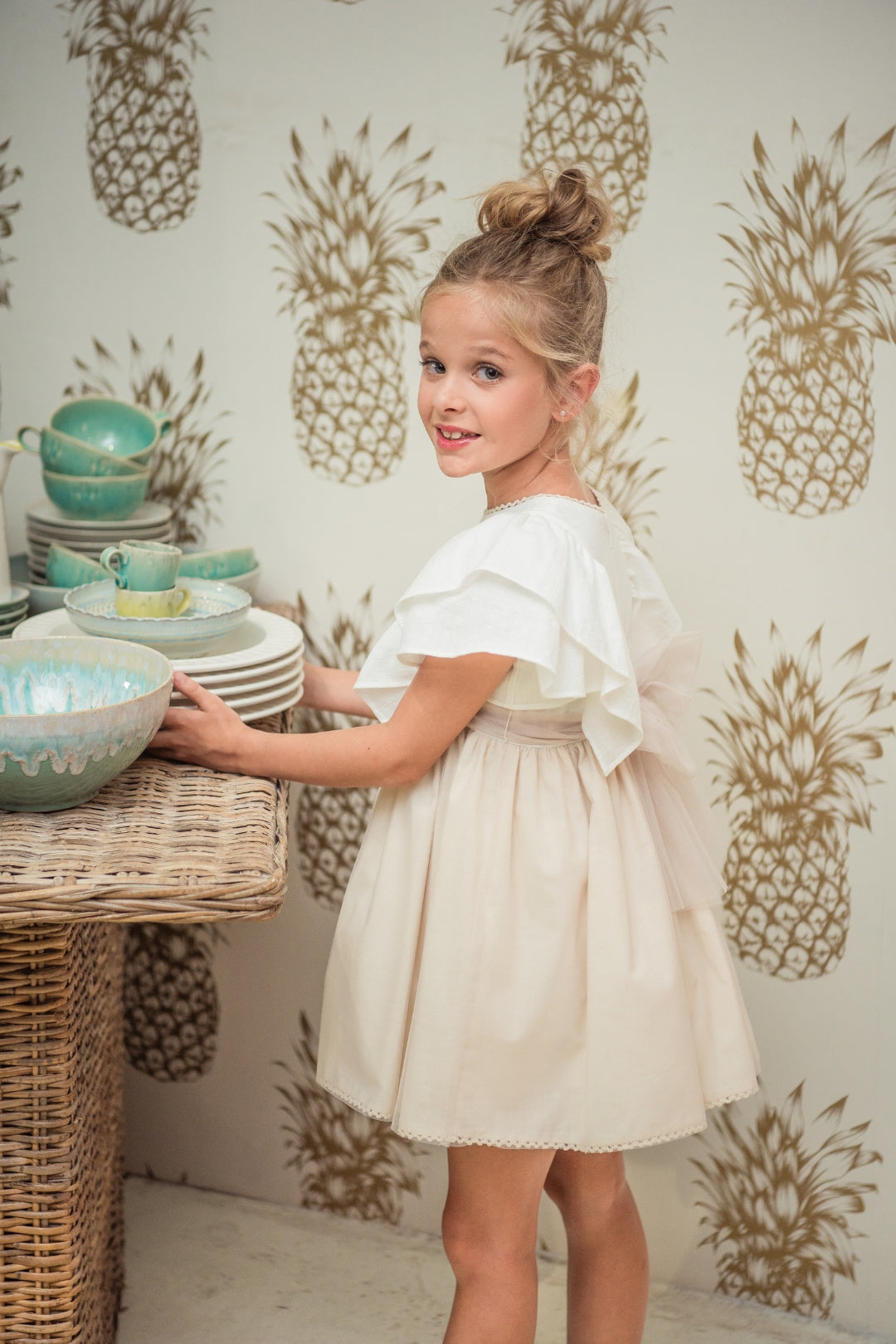 Abito Elegante Cerimonia In Cotone Bambina YOEDU 0509 - YOEDU - Luxury Kids