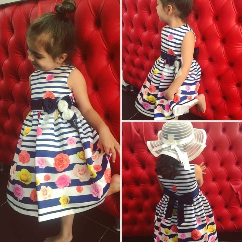 Abito a Righe Floreale Elegante Bambina Piccola Speranza PS173021 - PICCOLA SPERANZA - LuxuryKids