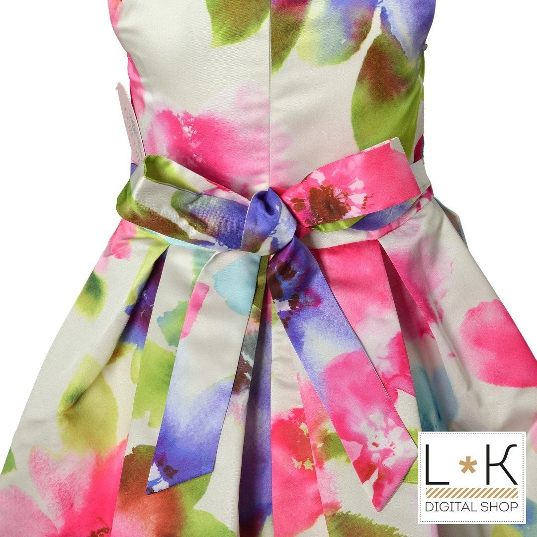 Abito Bambina Cerimonia Elegante Floreale Multicolour Mimil’_ 262 - MIMILU' - LuxuryKids