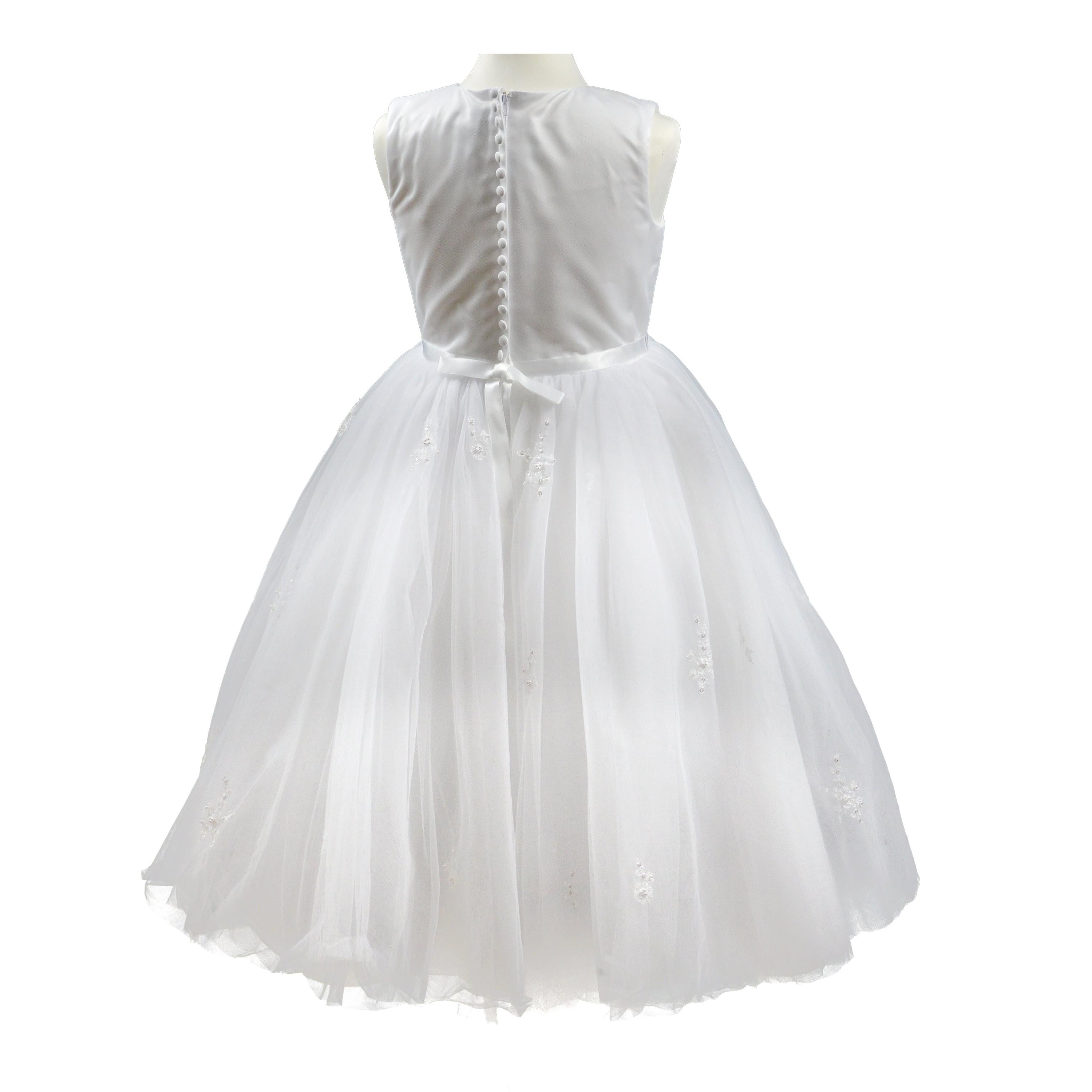 Abito Bambina Cerimonia Elegante Principesco Bianco Sarah Louise 070035 - SARAH LOUISE - LuxuryKids