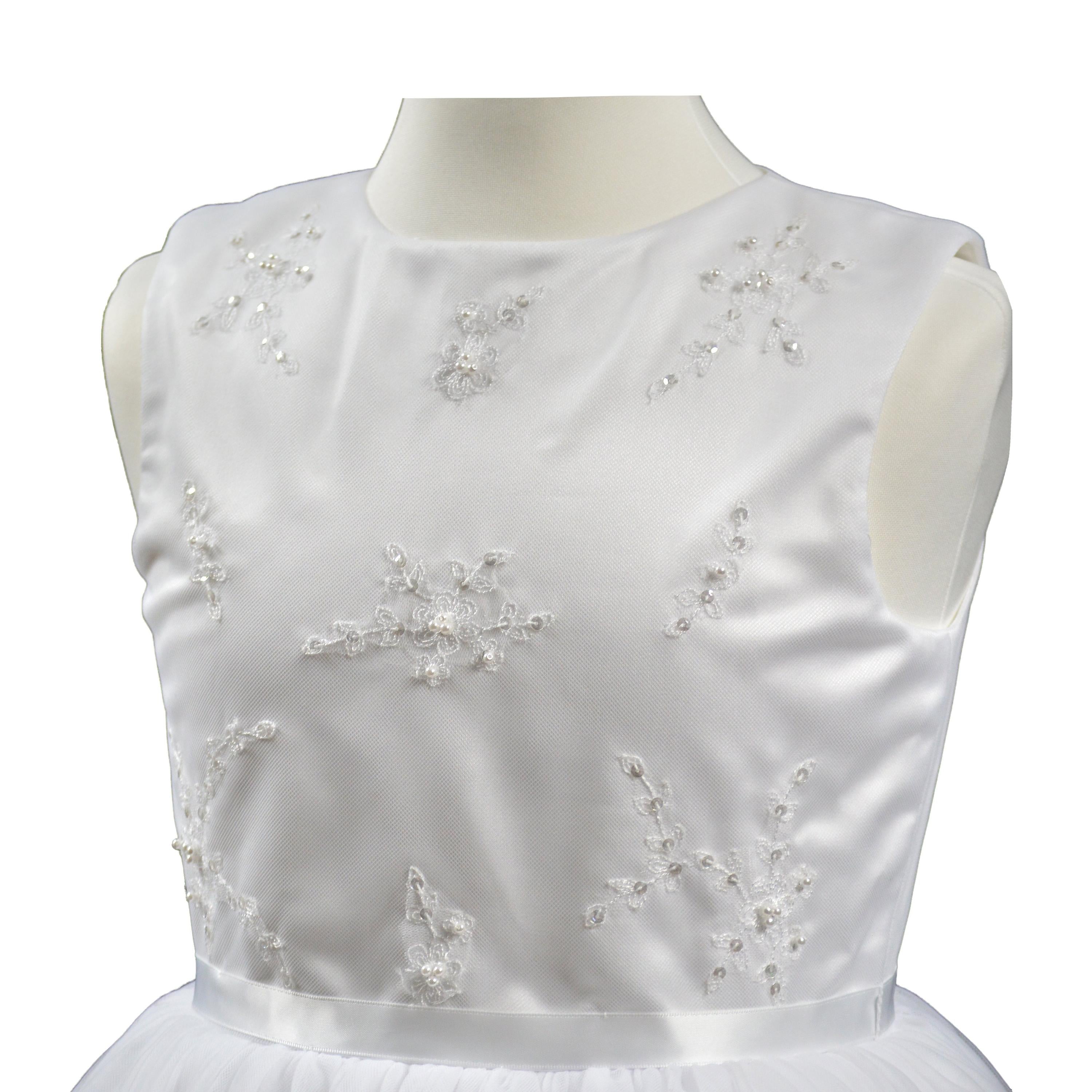 Abito Bambina Cerimonia Elegante Principesco Bianco Sarah Louise 070035 - SARAH LOUISE - LuxuryKids