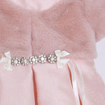 Abito Battesimale Cerimonia Elegante Raso Con Corpetto In Pelliccia Neonata ALESSANDRO MARTINEZ AM1116 - ALESSANDRO MARTINEZ - LuxuryKids