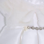 Abito Battesimale Cerimonia Elegante Raso Con Corpetto In Pelliccia Neonata ALESSANDRO MARTINEZ AM1116 - ALESSANDRO MARTINEZ - LuxuryKids