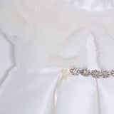 Abito Battesimale Cerimonia Elegante Raso Con Corpetto In Pelliccia Neonata ALESSANDRO MARTINEZ AM1116 - ALESSANDRO MARTINEZ - LuxuryKids