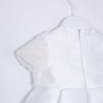 Abito Battesimale Cerimonia Elegante Raso Con Corpetto In Pelliccia Neonata ALESSANDRO MARTINEZ AM1116 - ALESSANDRO MARTINEZ - LuxuryKids