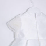 Abito Battesimale Cerimonia Elegante Raso Con Corpetto In Pelliccia Neonata ALESSANDRO MARTINEZ AM1116 - ALESSANDRO MARTINEZ - LuxuryKids