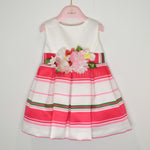 Abito Bianco E Fuxia A Righe Elegante Neonata Isabel 43020 - ISABEL - LuxuryKids