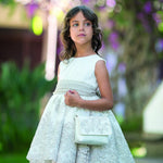 Abito Cerimonia Bambolina Ricamato Elegante Bianco Mimil’_ 470 - MIMILU' - LuxuryKids