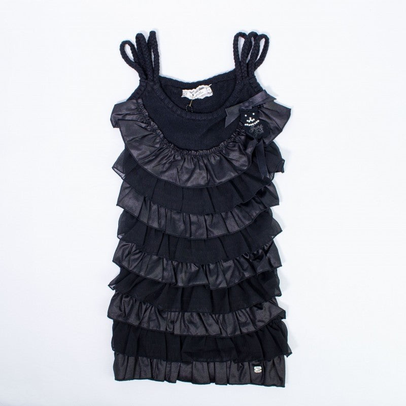Abito con Balze Nero Bambina Fun&Fun FUNBDR0012 - FUN&FUN - LuxuryKids