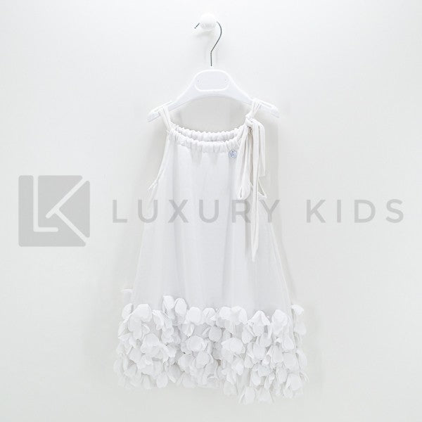 Abito con Bretelle con Fiori Bambina Bianco Take Two A00258 - TAKE TWO - LuxuryKids