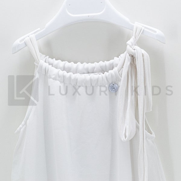 Abito con Bretelle con Fiori Bambina Bianco Take Two A00258 - TAKE TWO - LuxuryKids