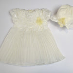 Abito con cappello Elegante  Panna in Organza Neonata Creazioni luana 561 - CREAZIONI LUANA - LuxuryKids
