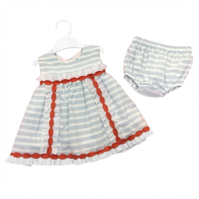 Abito Con Culotte Azzurro-Arancio Neonata Tartaleta A2714 - TARTALETA - LuxuryKids
