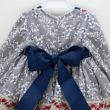 Abito Con Culotte Elegante In Caldo Cotone Grigio A Fiori Neonata Mimosa VALENCIA - MIMOSA - LuxuryKids