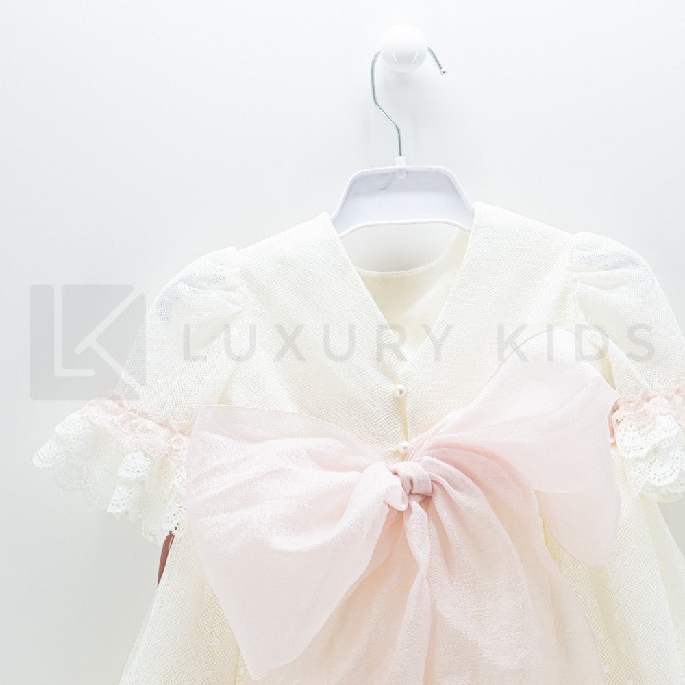 Abito Con Manichetta Elegante In Tulle  E Pizzo Neonata Carmy 2002 - CARMY - LuxuryKids