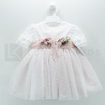 Abito Con Manichetta Elegante In Tulle Bianco E Organza Rosa Bambina Carmy 2003 - CARMY - LuxuryKids