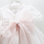 Abito Con Manichetta Elegante In Tulle Bianco E Organza Rosa Bambina Carmy 2003 - CARMY - LuxuryKids