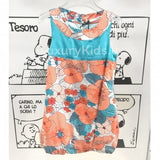 Abito con Stampa a Fiori Smanicato Bambina Rosa Pesca-Celeste Take Two A00368 - TAKE TWO - LuxuryKids