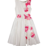 Abito Corto Bambina Cerimonia Comunione Elegante Fiori Fuxia  Lesy 028445 - LESY - LuxuryKids